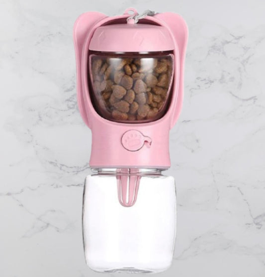 Gourde deux en un pour chats - distributeur d’eau et réserve de croquettes